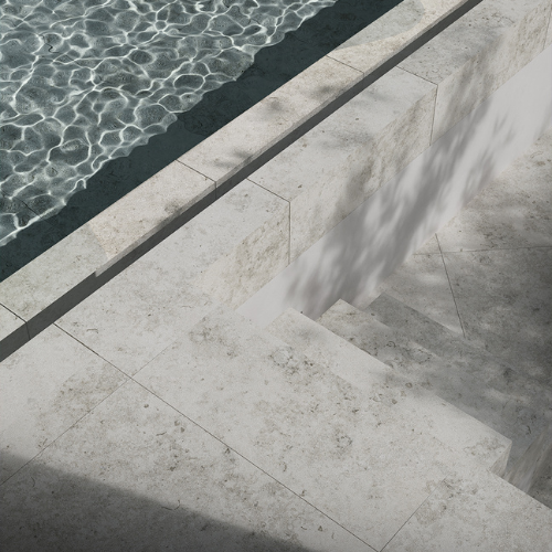 Poolrandsteine und treppenanlage